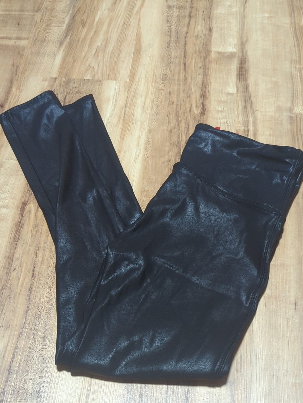 SPANX Black Faux Leather-Look Leggings
